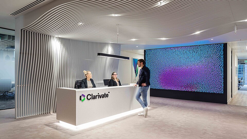 Main Reception at Clarivate Headquarters.