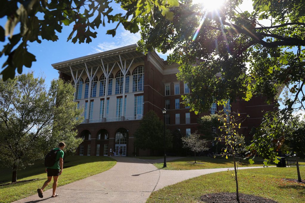 A student walks towards William T. Young on September 25, 2025. Photo by Carter Skaggs | UKphoto
